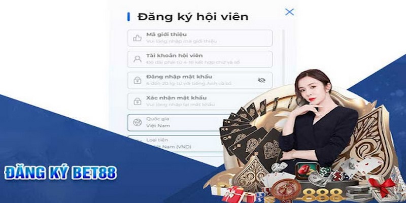 Khách hàng đăng ký tài khoản cá cược BET88 hoàn toàn miễn phí